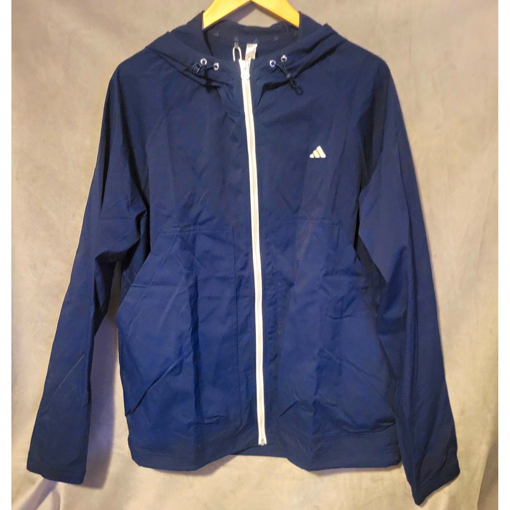 adidas Golf GO-TO UTLY FZ Men's L Navy Hooded Full Zip Jacket Pockets IW6711 NWT